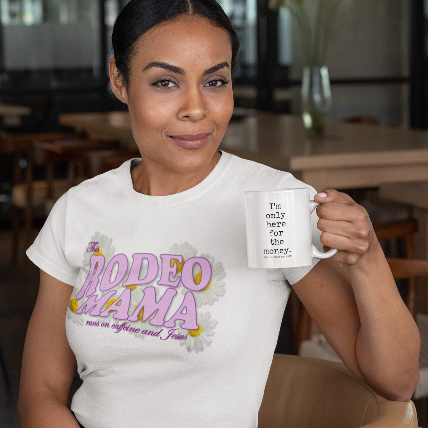 This Rodeo Mama Runs on Caffeine and Jesus Softstyle Tee - 5 Color Options - SM to 2XL