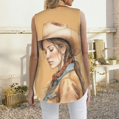 Russet Cowgirl - Peach - Button Front Sleeveless