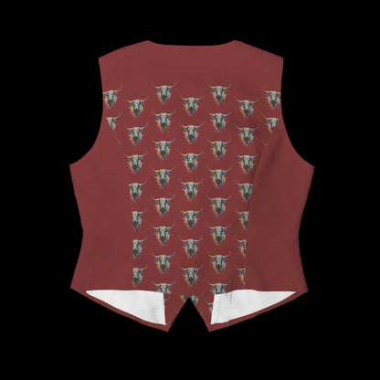 Watercolor Steer Winter Wine Fashion Vest + Button Front