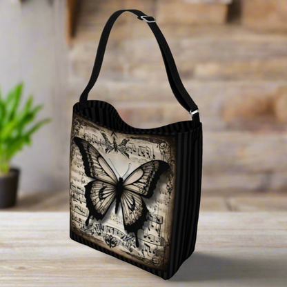 MonkeyWrenched Sheet Music Ornate Gothic Butterfly Neoprene Day Tote