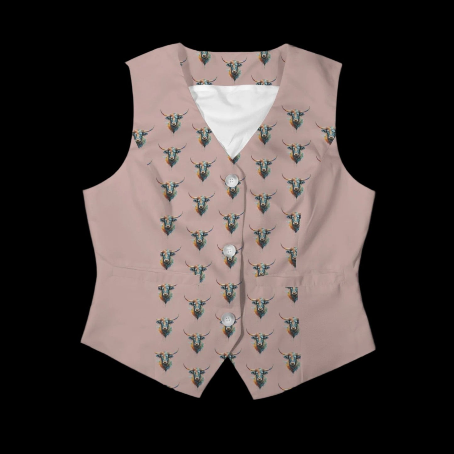 Watercolor Steer Dusty Rose Fashion Vest