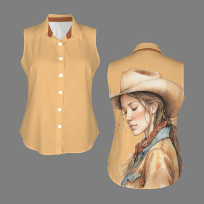 Russet Cowgirl - Peach - Button Front Sleeveless