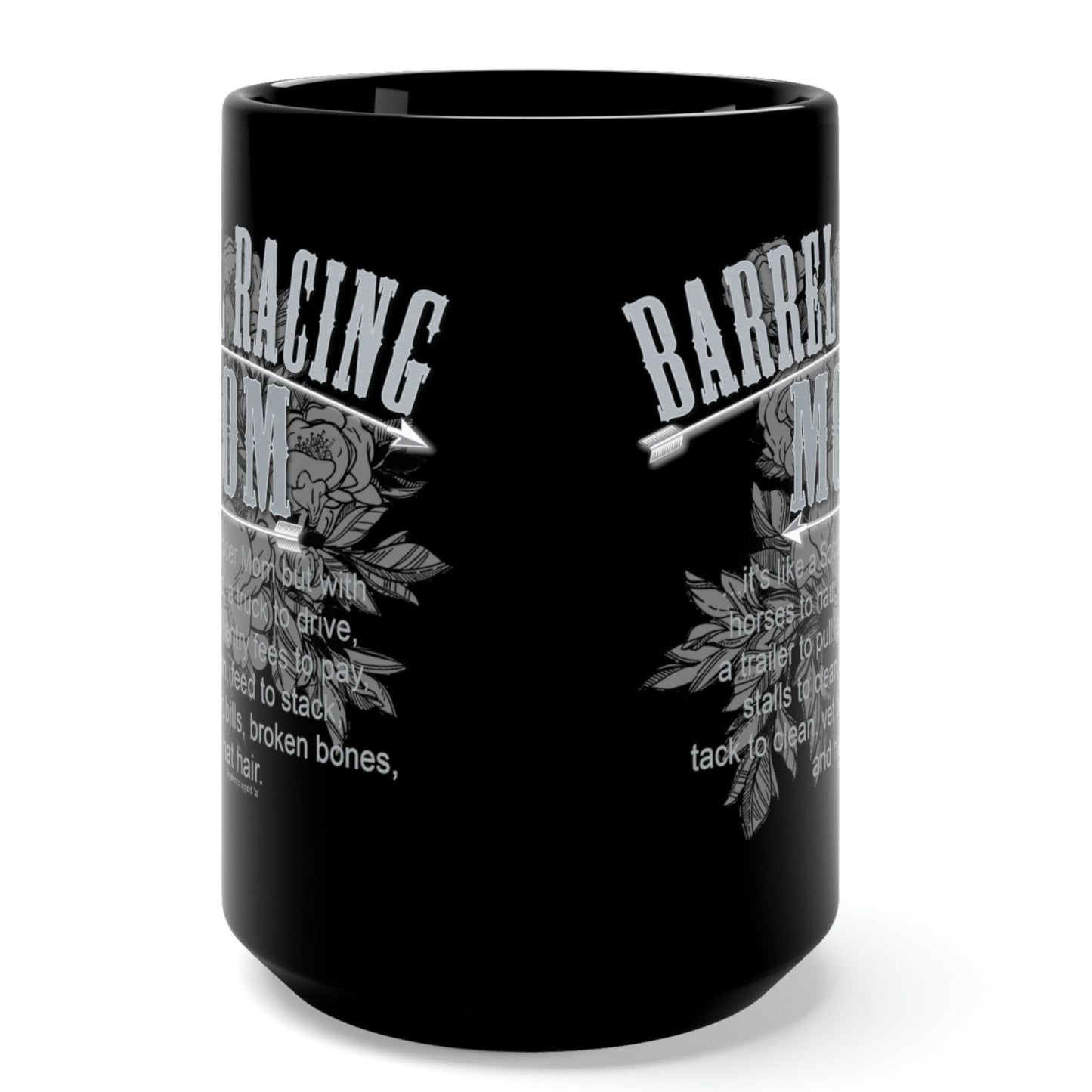 Barrel Racing Mom Black Ceramic Mug - 15 oz.