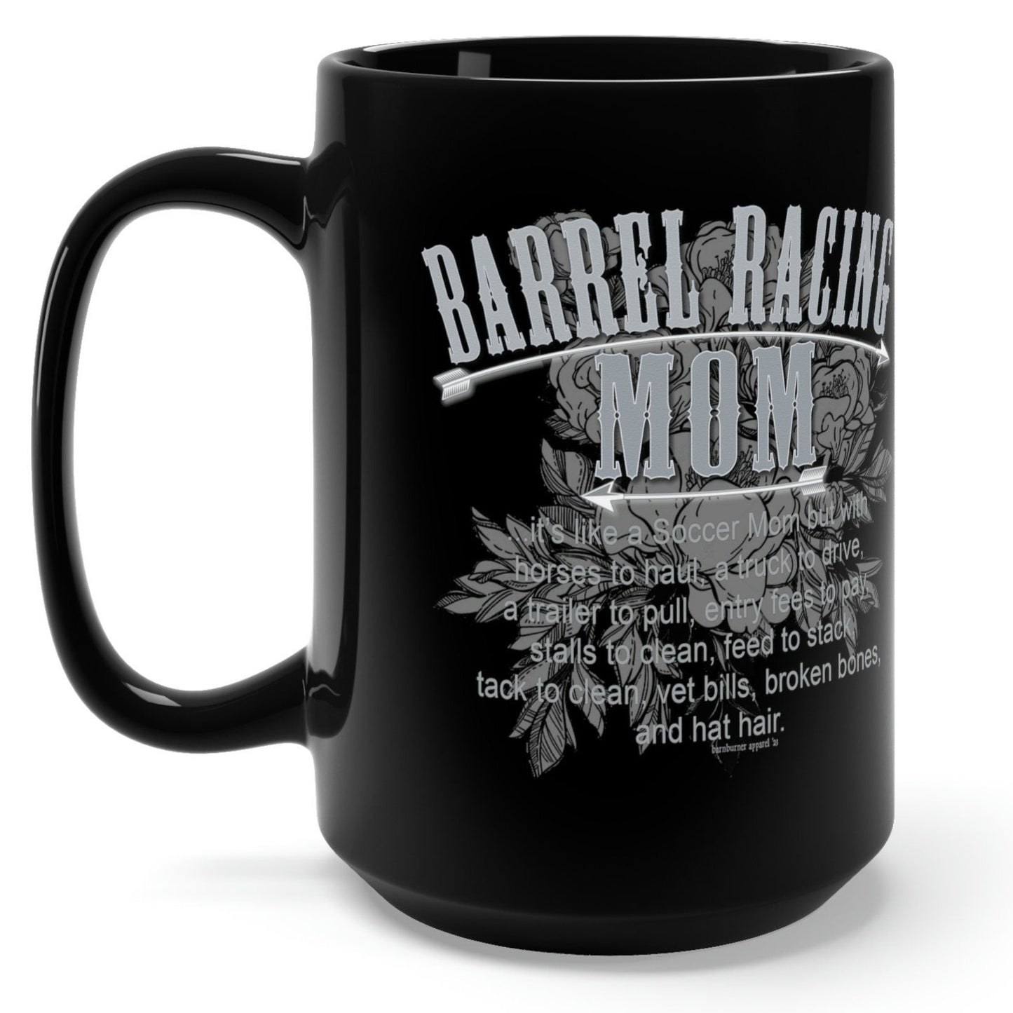 Barrel Racing Mom Black Ceramic Mug - 15 oz.