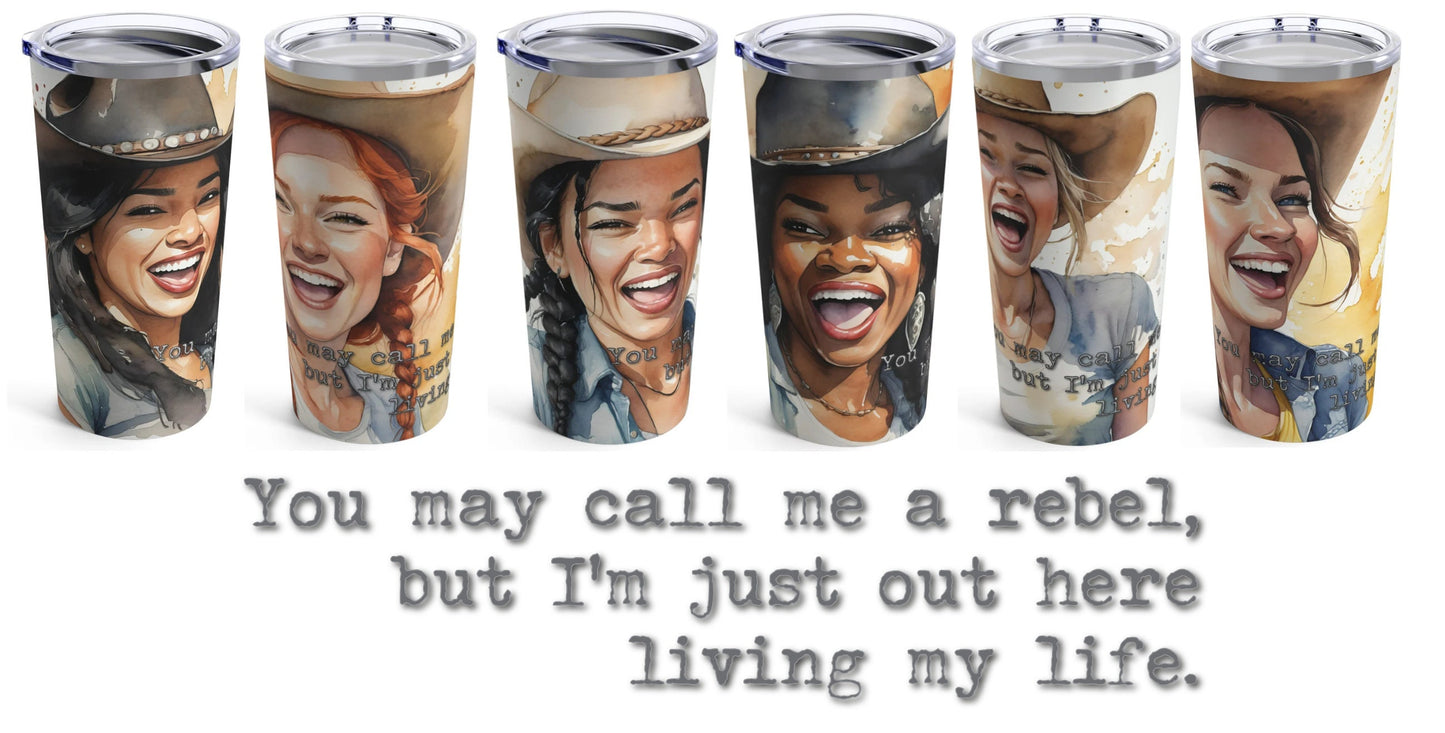 Joyful Cowgirl Black Laughing Cowgirl Western Lifestyle Stainless Steel Tumbler - 20 oz