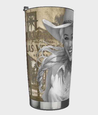 20 oz stainless tumbler Las Vegas young cowgirl