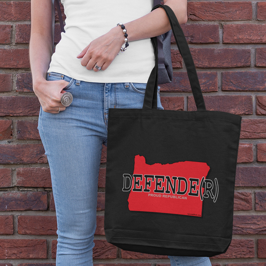 DEFENDE(R) Oregon Republican Red State Conservative Election 2024 Cotton Canvas Tote Bag - 2 Colors Options