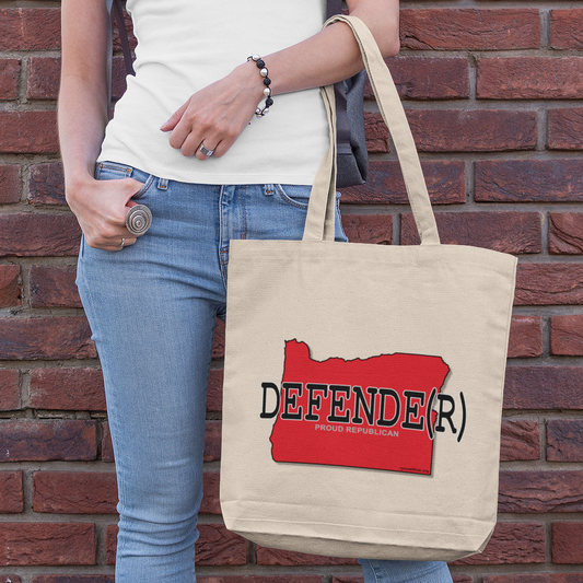 DEFENDE(R) Oregon Republican Red State Conservative Election 2024 Cotton Canvas Tote Bag - 2 Colors Options