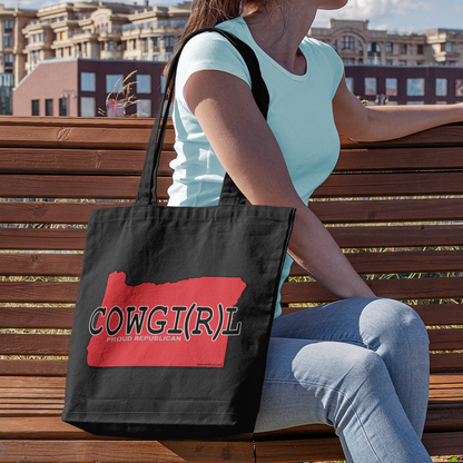 COWGI(R)L Oregon Republican Red State Conservative Election 2024 Cotton Canvas Tote Bag - 2 Colors Options